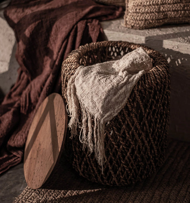 Rattan Storage Side Table - Large