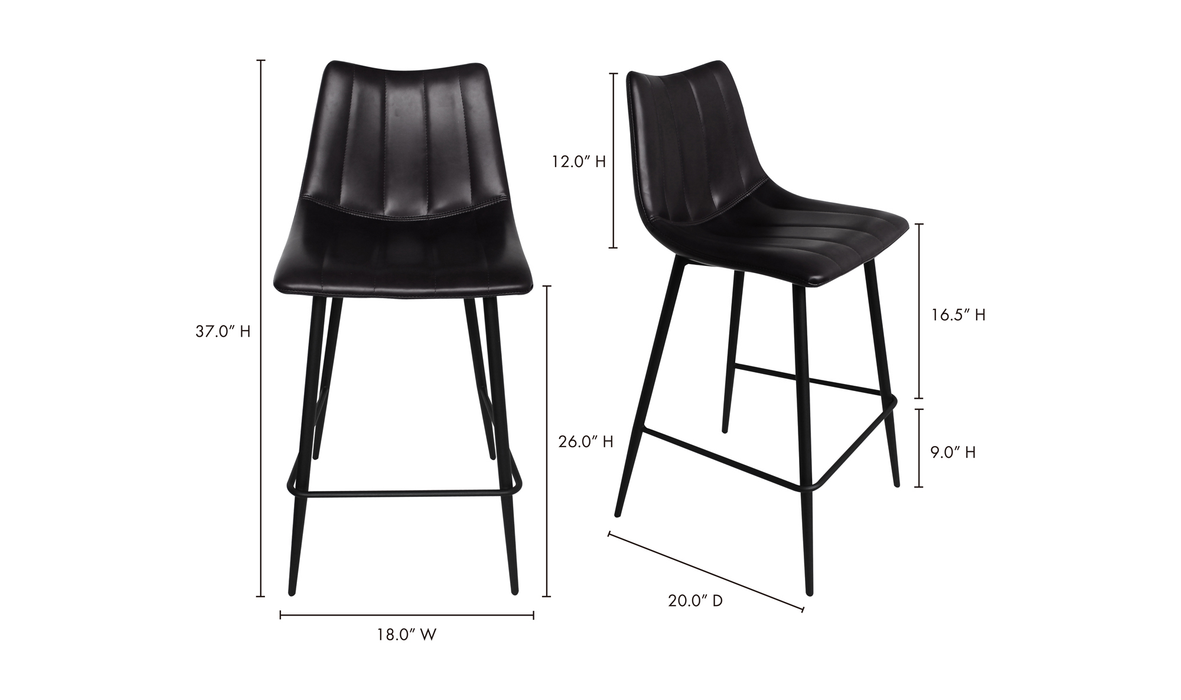 Alibi Counter Stool Matte Black - Set Of Two