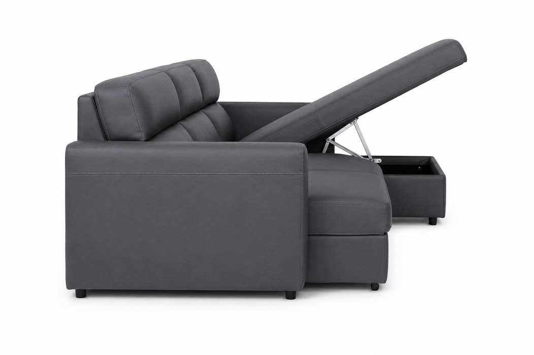 Tan Power Sliding Sectional
