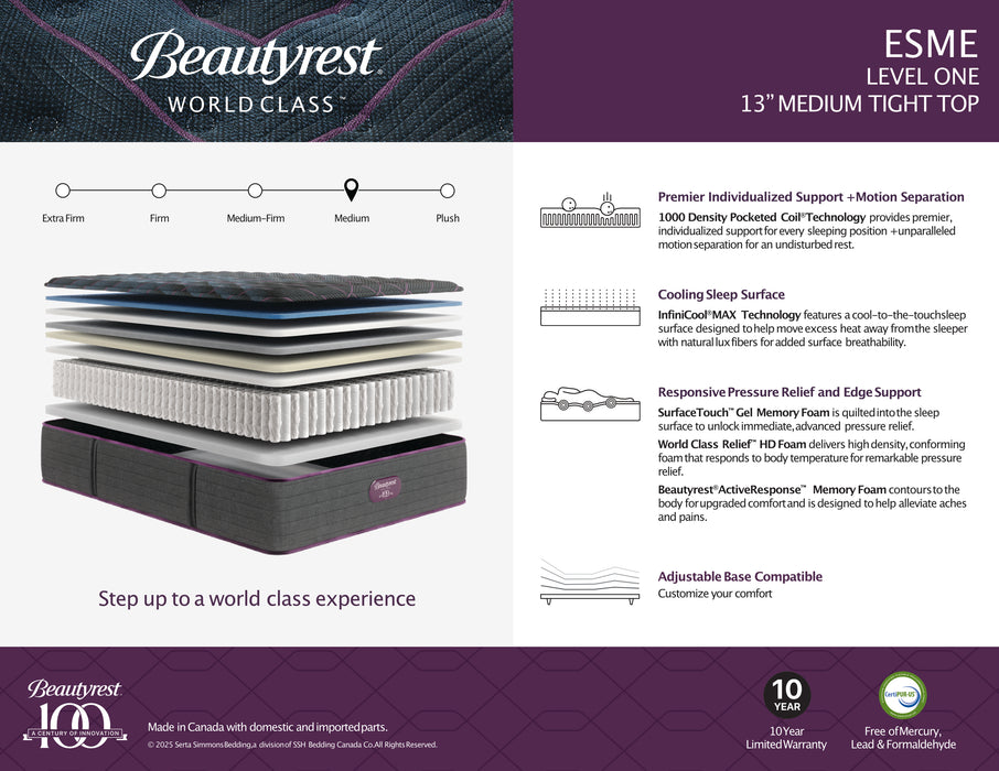 Beautyrest World Class Esme Medium Mattress - Queen