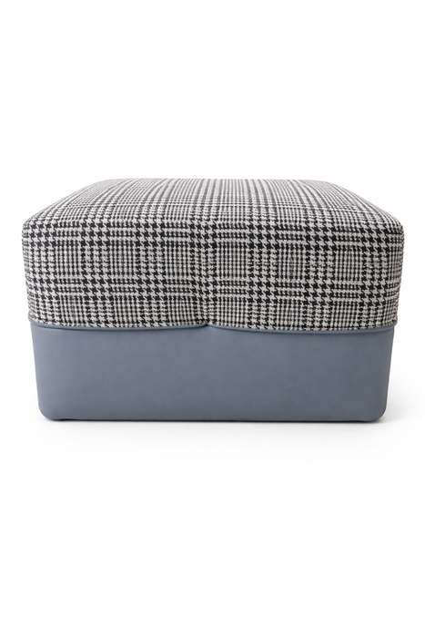 Tango Pouf Ash Blue Base Houndstooth Top