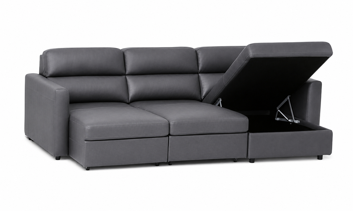Tan Power Sliding Sectional