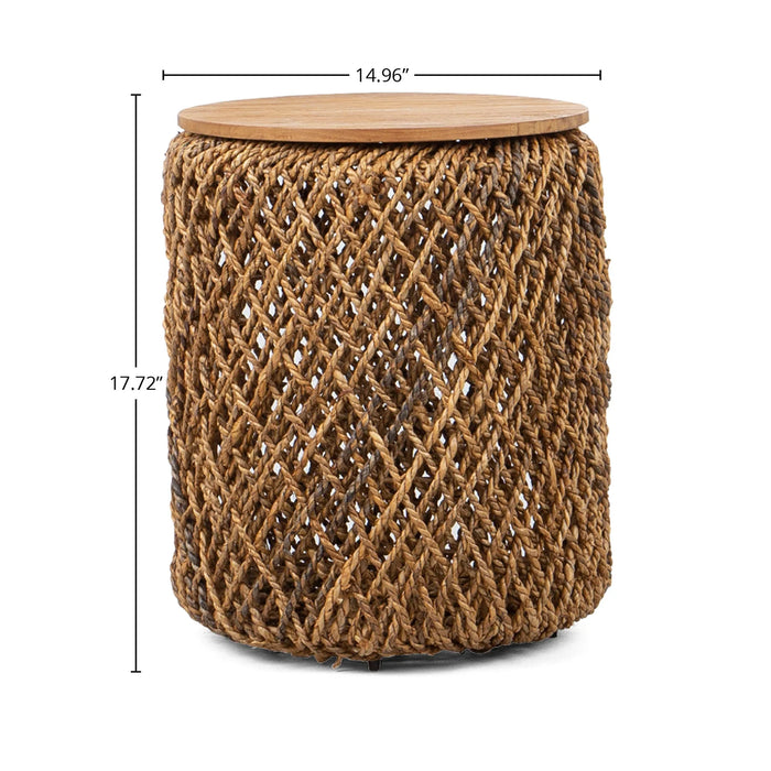 Rattan Storage Side Table - Large