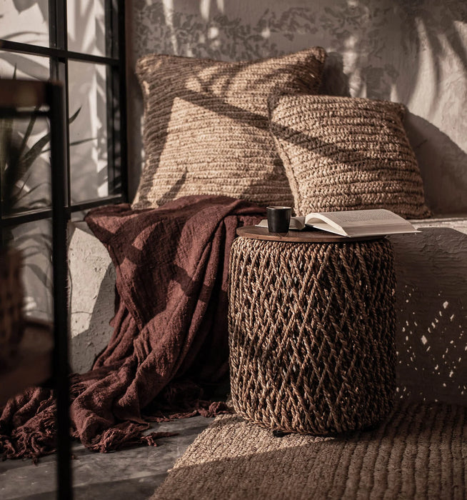 Rattan Storage Side Table - Large