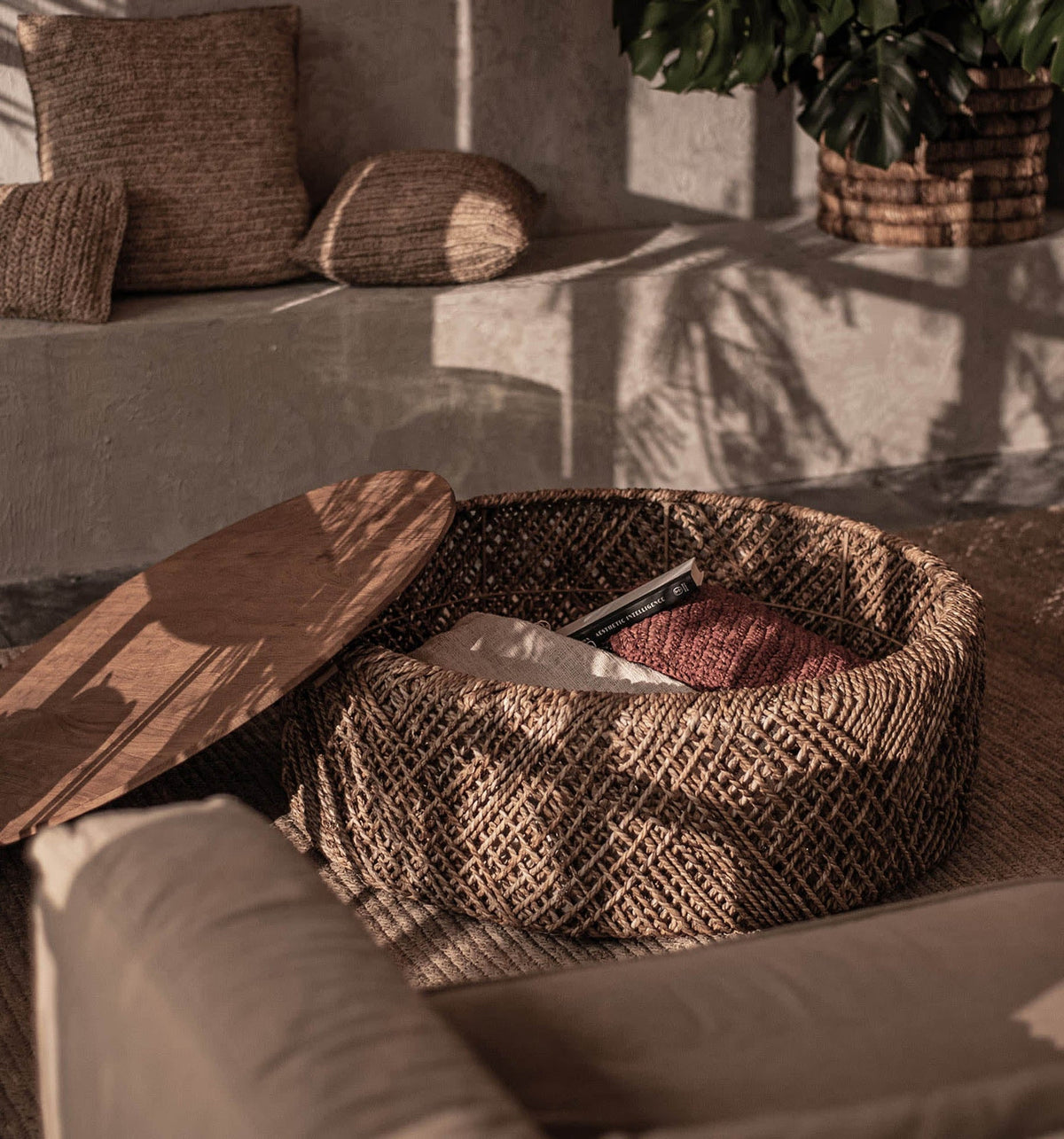 Rattan Storage Coffee Table-10