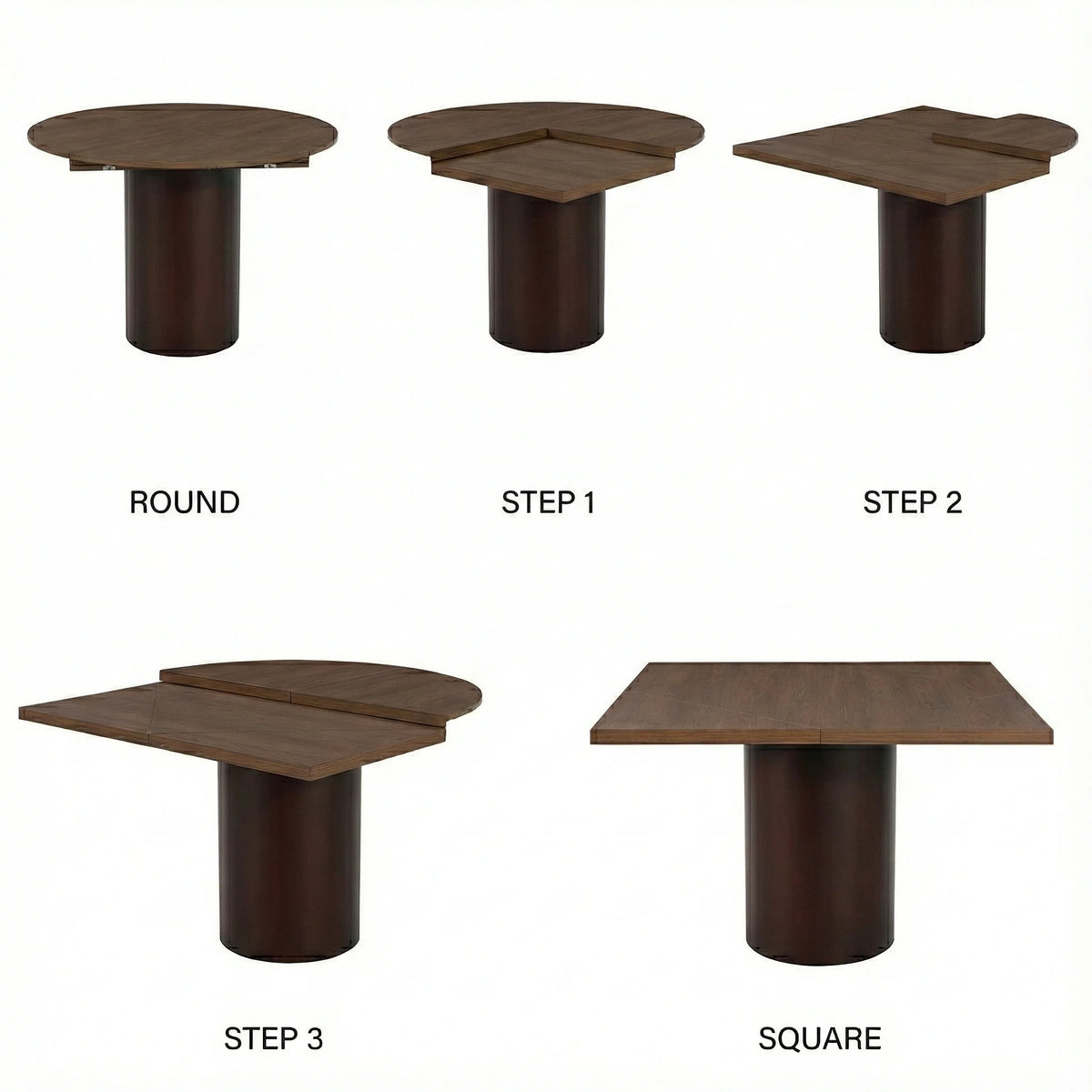 Square-Up Extension Dining Table - Walnut-6