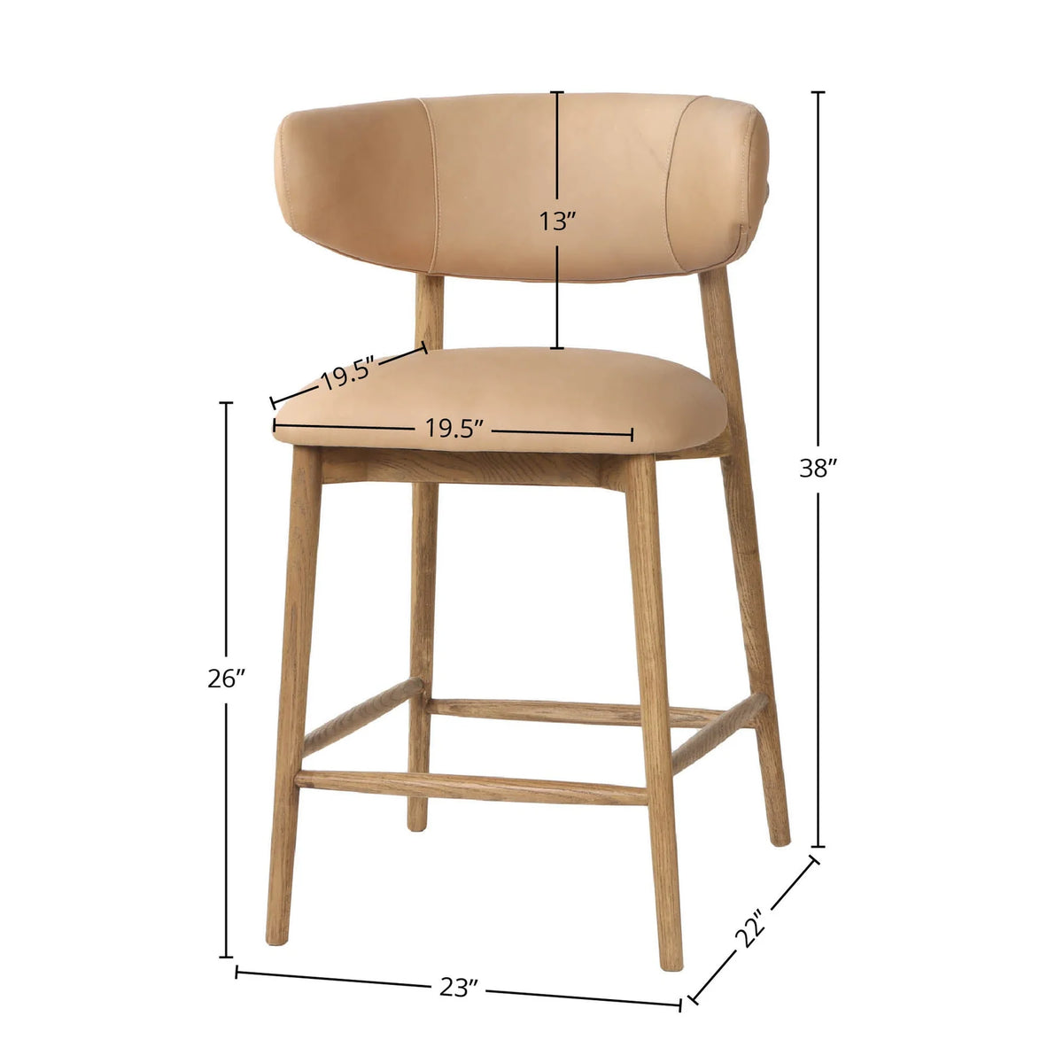 Tate Counter Stool - Beige-zoom-8