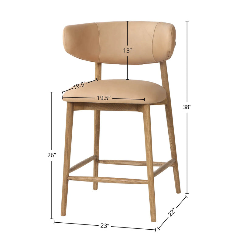 Tate Counter Stool - Beige-zoom-