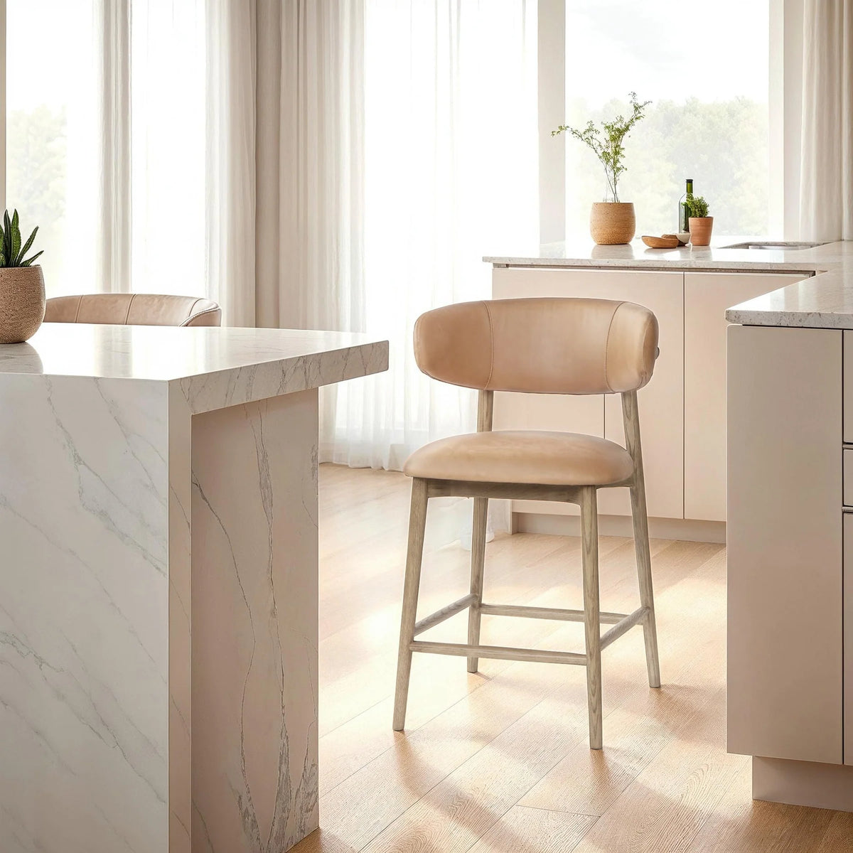 Tate Counter Stool - Beige-zoom-2