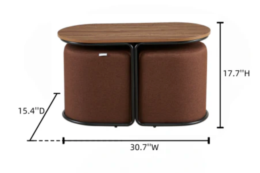 Mira Coffee Table Set With 2 Stools